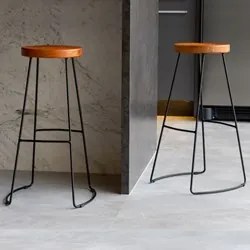 Kit 4 Banquetas Altas para Cozinha Estilo Industrial Aura D09 Peroba -