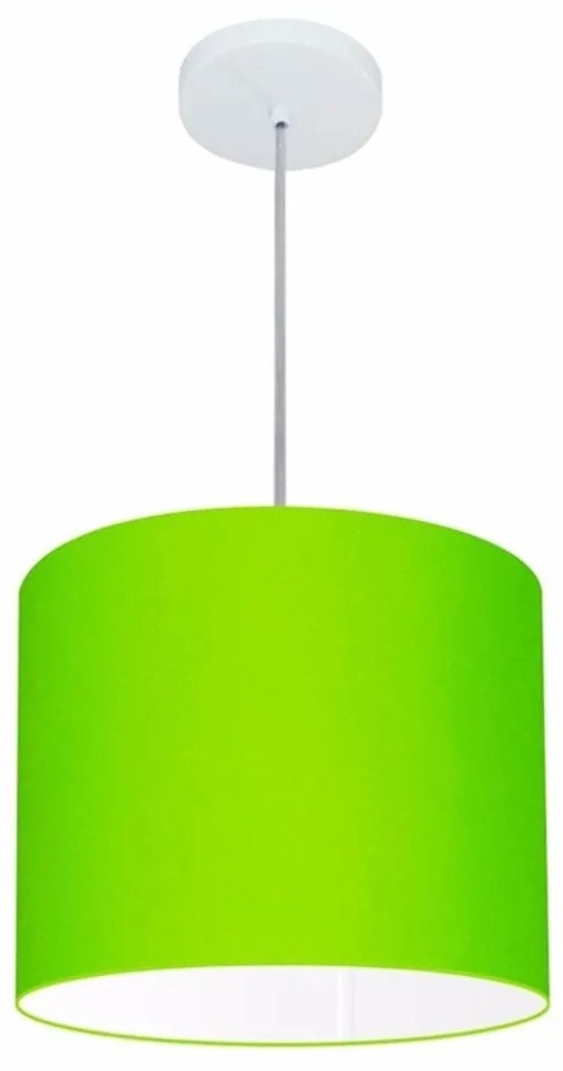 Lustre Pendente Cilíndrico Md-4143 Cúpula em Tecido 35x25cm Verde Limão - Bivolt