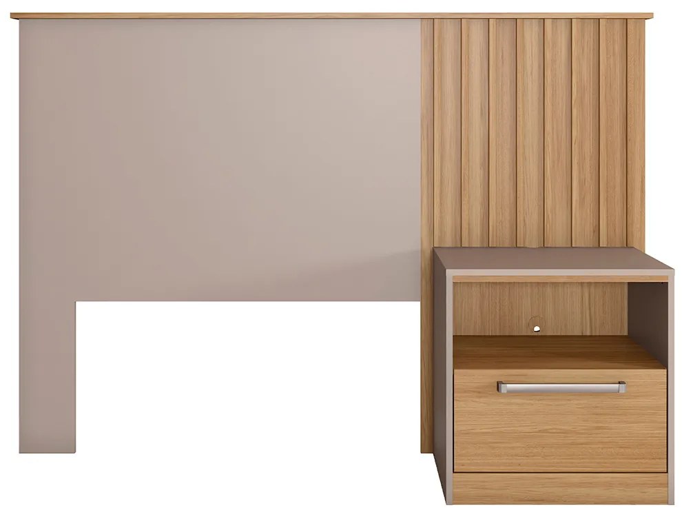 Cabeceira Solteiro com Mesa de Cabeceira Arias Acabamento Ripado MDP Buriti/Fendi G11 - Gran Belo