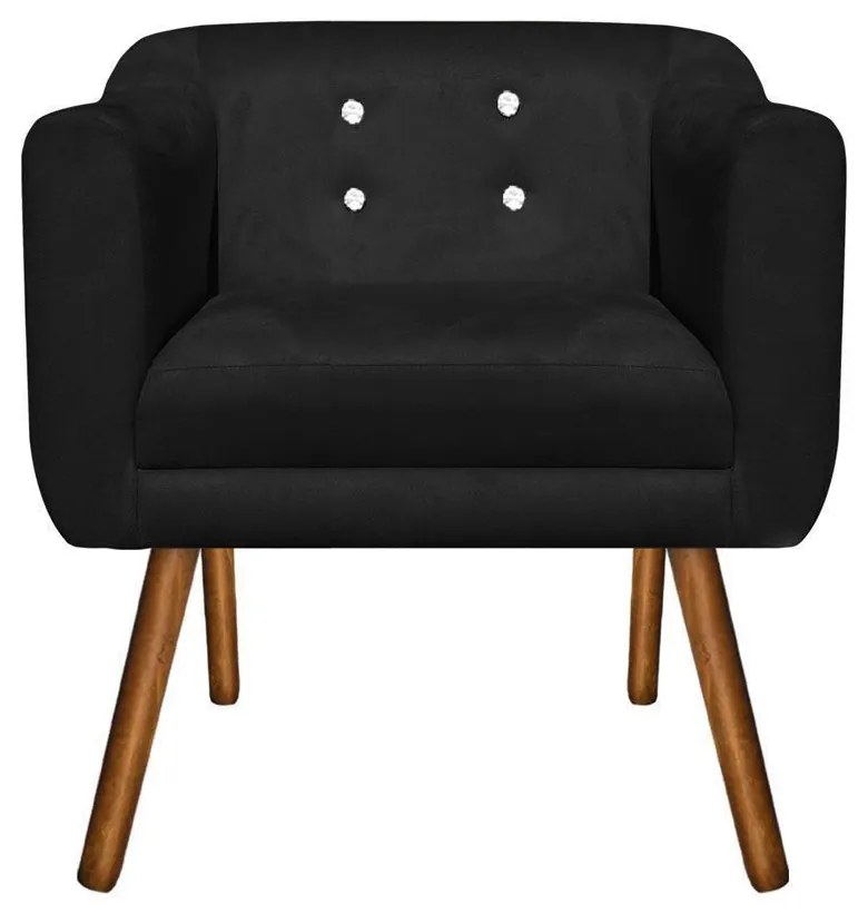 KIT 02 POLTRONAS JULIA SUEDE PRETO STRAS