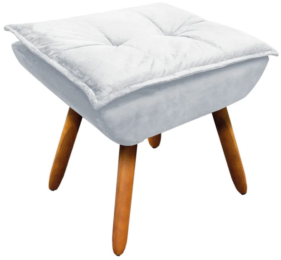 02 Poltronas e 01 Puff Pé Palito de Madeira Opala Suede D03 - D'Rossi - Cinza