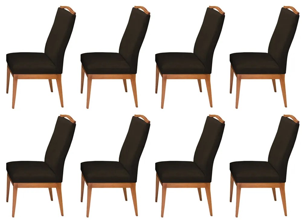 Conjunto 8 Cadeiras Decorativa Lara Veludo Marrom