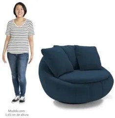 Poltrona Decorativa Redonda Giratória com Almofadas Saphire Z32 Veludo