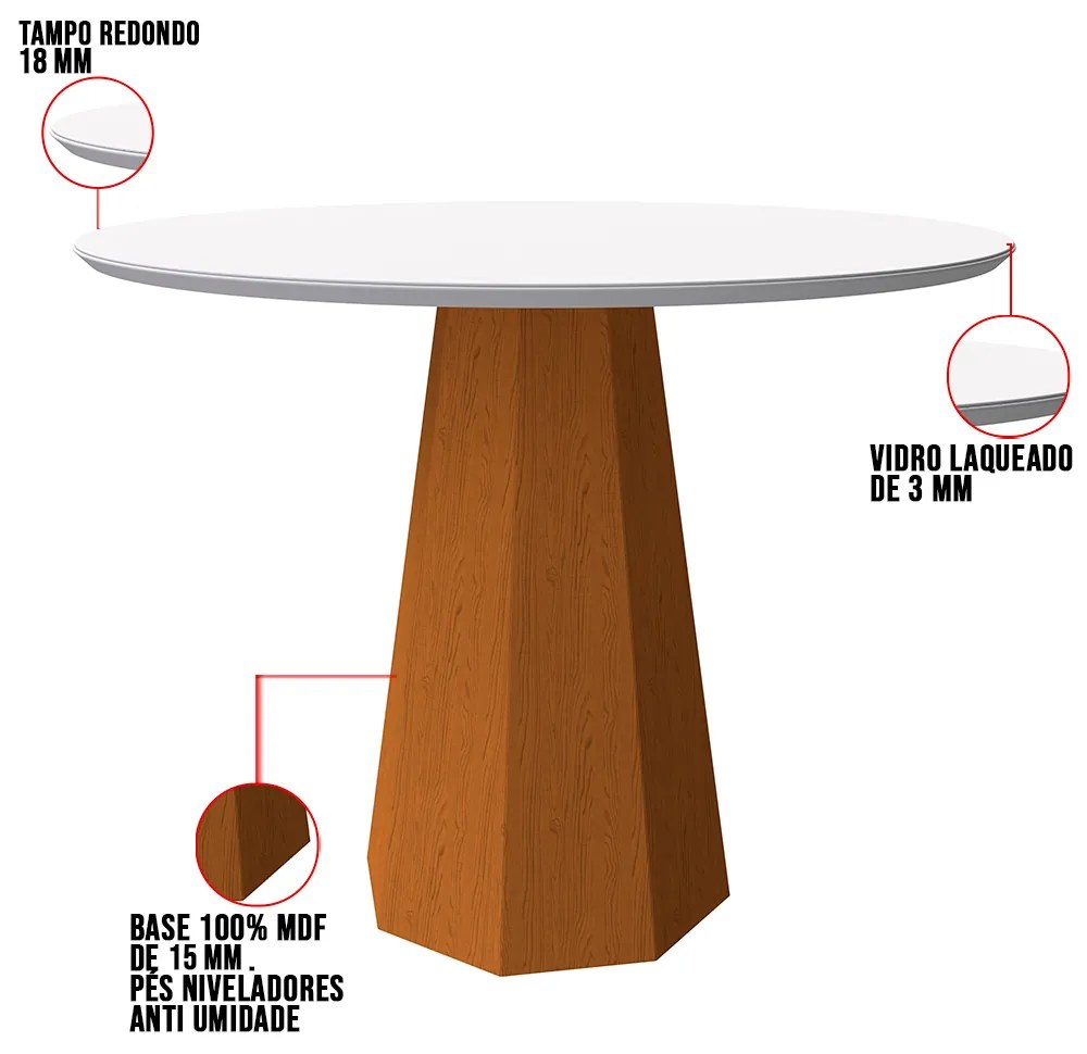 Mesa de Jantar Agnes 100 cm Off White Base Ypê - D'Rossi