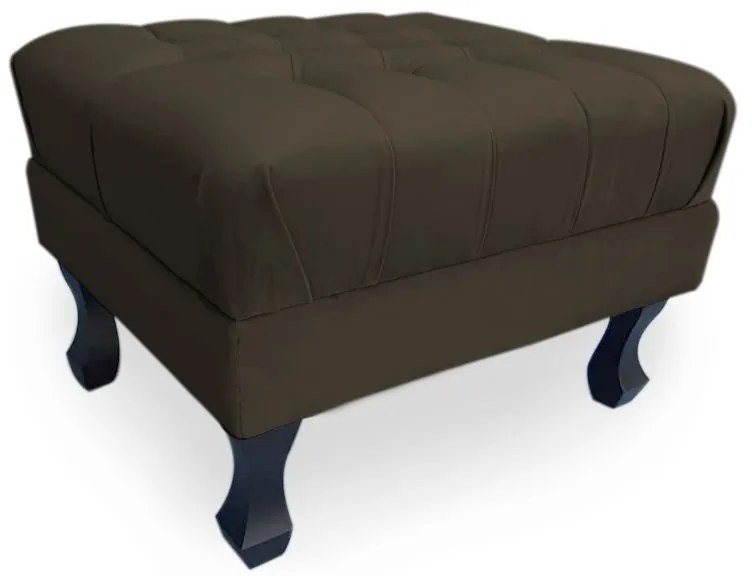 Puff Baú Decorativo Luis XV  Capitonê 60x50cm Suede Marrom - Sheep Estofados - Marrom