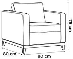 Poltrona Decorativa Para Sala de Estar Jane D05 Linho Bege - Mpozenato