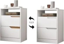 Mesa de Cabeceira com Gavetas Kit 2 Sole Flex Branco/Freijó - Albatroz