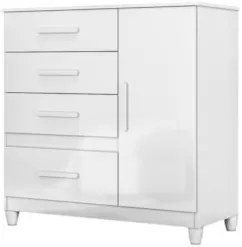 Cômoda Para Quarto 98cm Com 4 Gavetas Baco Flex Branco Z17   - Mpozena