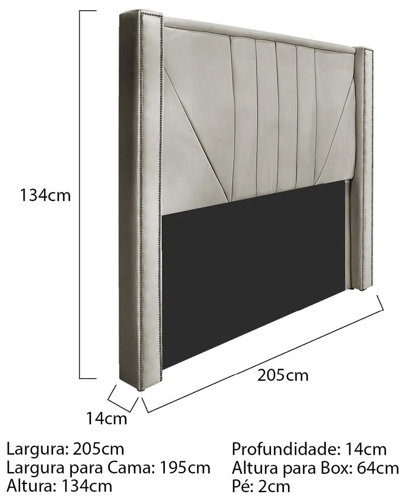 Kit Cabeceira e Calçadeira Baú King Minsk P02 195 cm para cama Box Linho - ADJ Decor