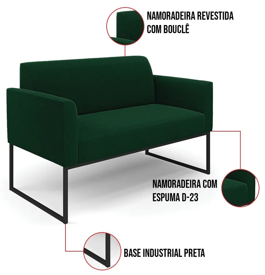 Sofá 2 Lugares Namoradeira Industrial Preto Marisa Bouclê D03 - D'Rossi - Azul