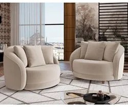 Kit 2 Poltronas Decorativa para Sala Pés Madeira Kaly M22 Veludo Bege