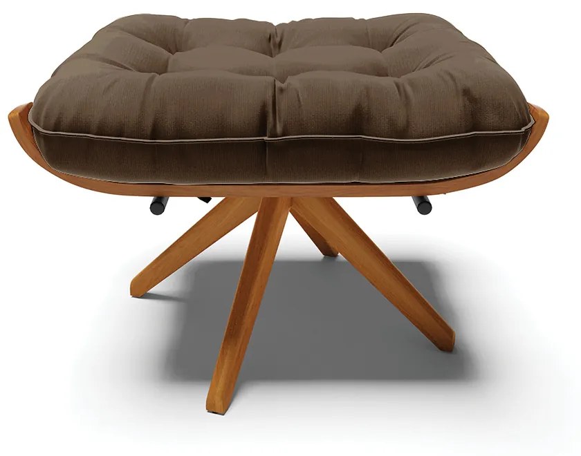 Puff Giratório Costela Suede Marrom Base de Madeira MA30 M11 - D'Rossi
