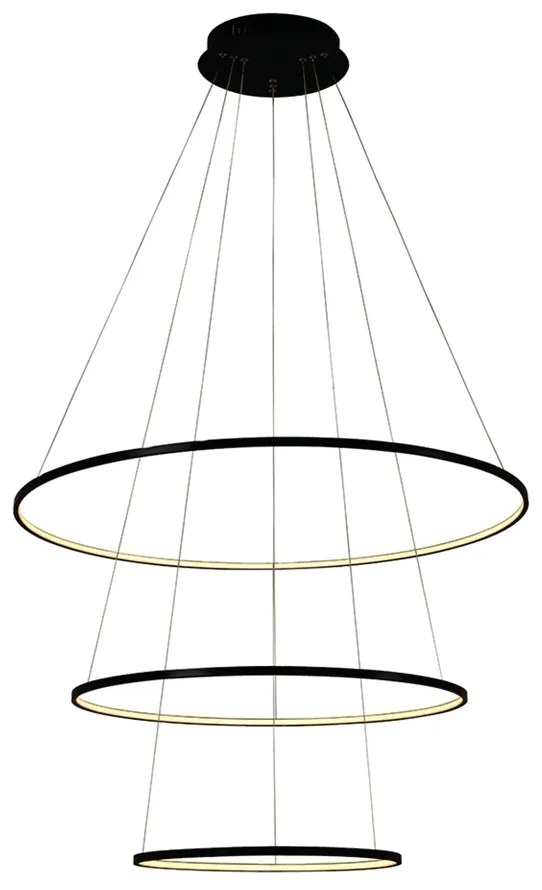 Pendente Birdie Aros Ø80X2Cm / Ø60X2Cm / Ø40X2Cm Led 39W 3000K Bivolt... (Preto)