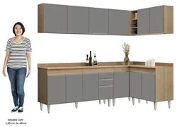 Armário de Cozinha Modulado de Canto 6 Peças CP32 Balcão com Tampo Cas