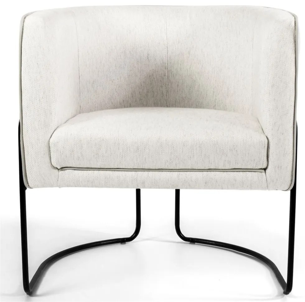 Kit 02 Poltronas Decorativas Sala de Estar Base de Aço Preto Nix Linho Creme G15 - Gran Belo