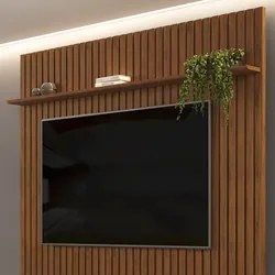 Painel para TV 75 Polegadas Ripado 250x240cm Pratisk D04 Freijó - Mpoz