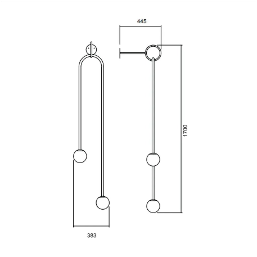 Arandela Pêndulo C/ 2 Globos 38X44X170Cm 2L G9 / Metal E Globo Ø12Cm |... (FN-F - Fendi Fosco, AMBAR)