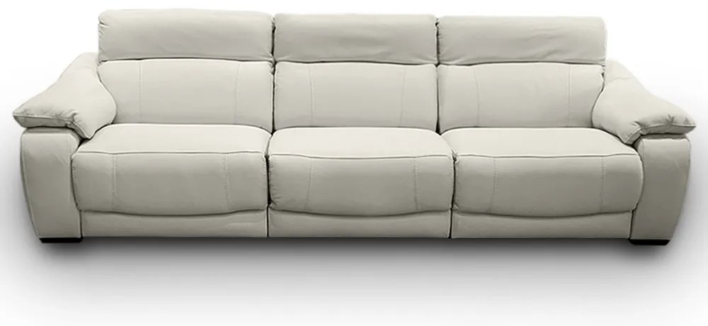 Sofá Elétrico Sala de Estar Reclinável Concepción U076 308cm Modulado Botão Elétrico Couro Bege Claro G49 - Idea Relax By Natuzzi Group