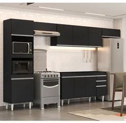 Armário de Cozinha Modulada 5 Peças CP13 Balcão Preto - Lumil