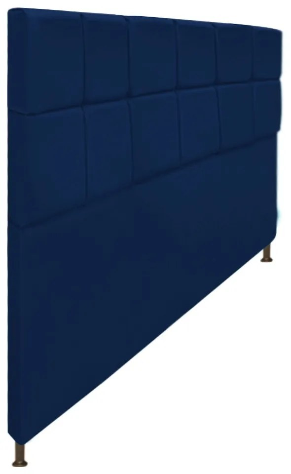 Cabeceira Estofada Damares 195 cm King Size Com Botonê Suede Azul Marinho - ADJ Decor