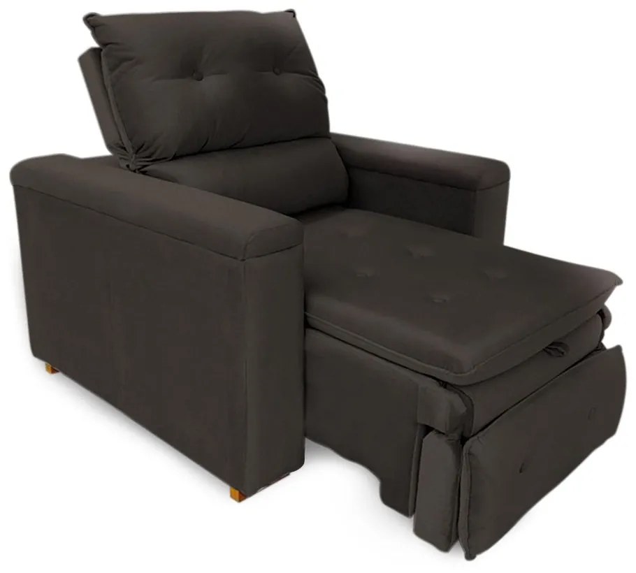 Poltrona Reclinável Retrátil Onix Suede Tabaco - Sheep Estofados - Marrom