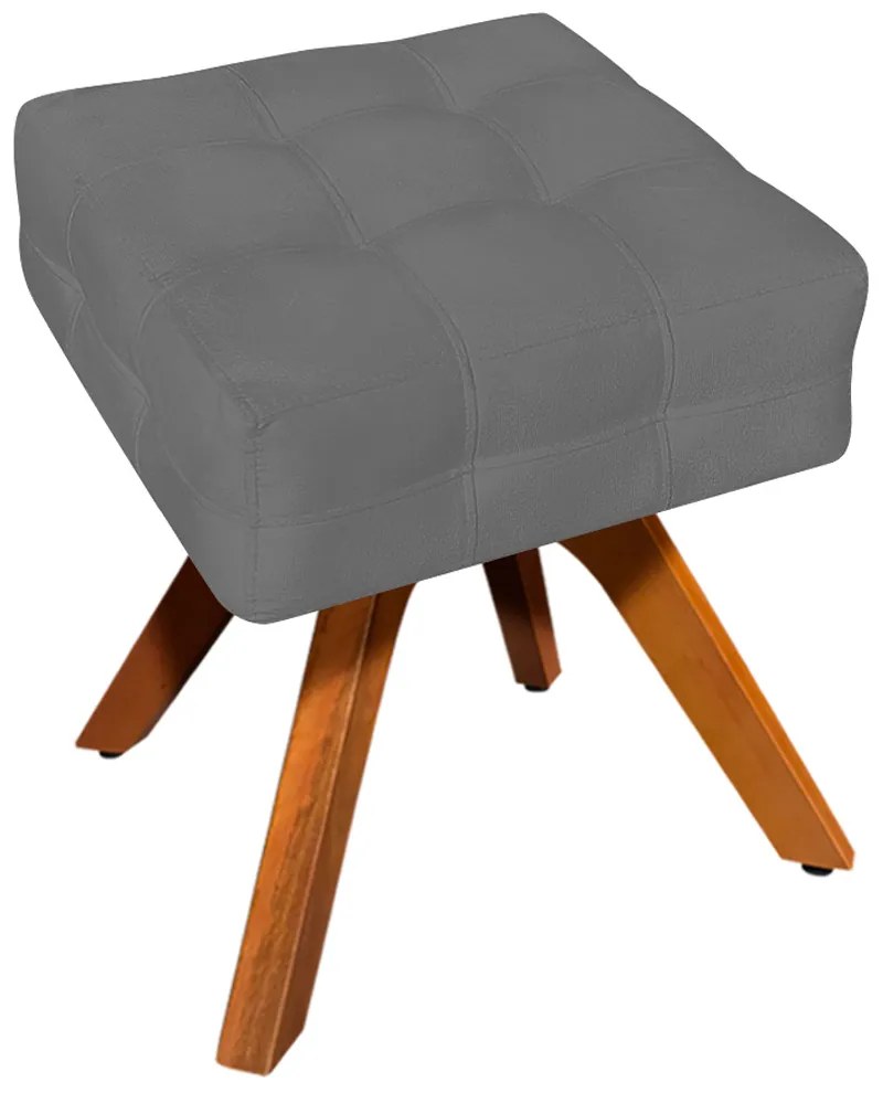 Puff Decorativo Base Giratória Karen Suede Grafite G19 - Gran Belo