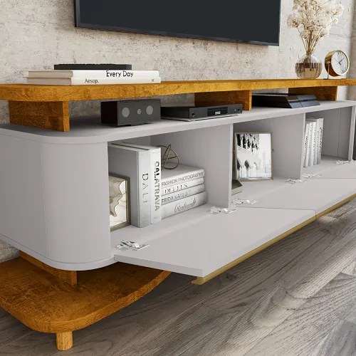 Rack Guarapari Naturalle/Off White - Bechara Móveis