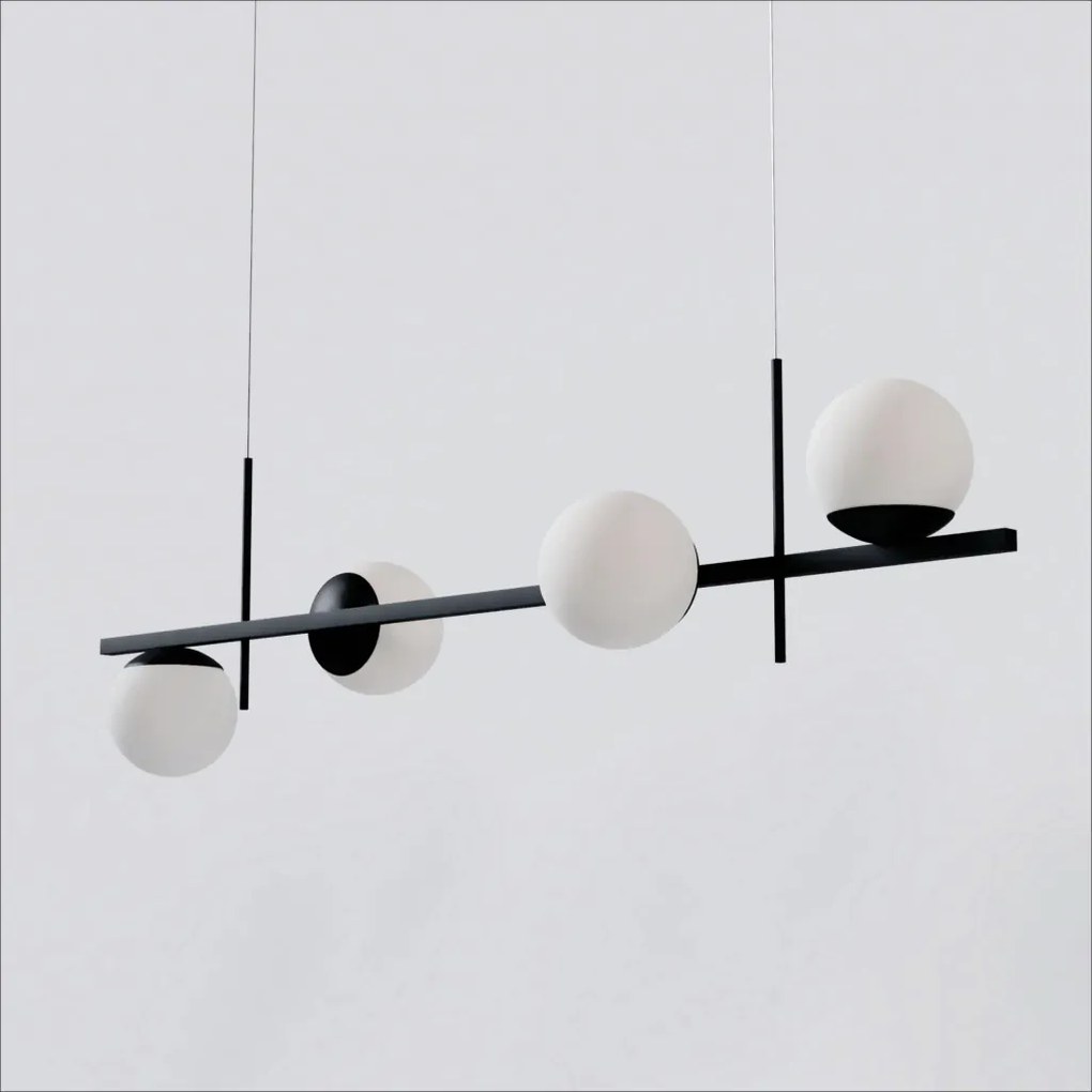 Pendente Bloom Retângular 29X26X100Cm Alumínio E Globo Ø12Cm Fosco 4Xg... (DOURADO BRILHO, FOSCO)