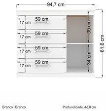 Cômoda Sapateira 1 Porta 4 Gavetas Plus Branco - Santos Andirá