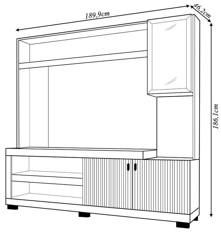 Home Theater Alvorada TV até 55 com LED Freijó/Off White G11 - Gran Belo