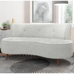 Sofá 2 Lugares para Sala Living 135cm Pés Palito Korah Z08 Linho Cinza