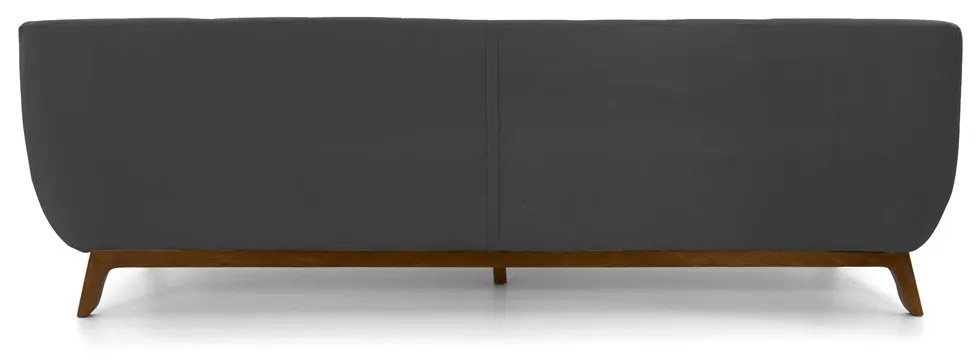 Sofá 3 Lugares Odeon D07 230cm Base Madeira Veludo Cinza - D'Rossi