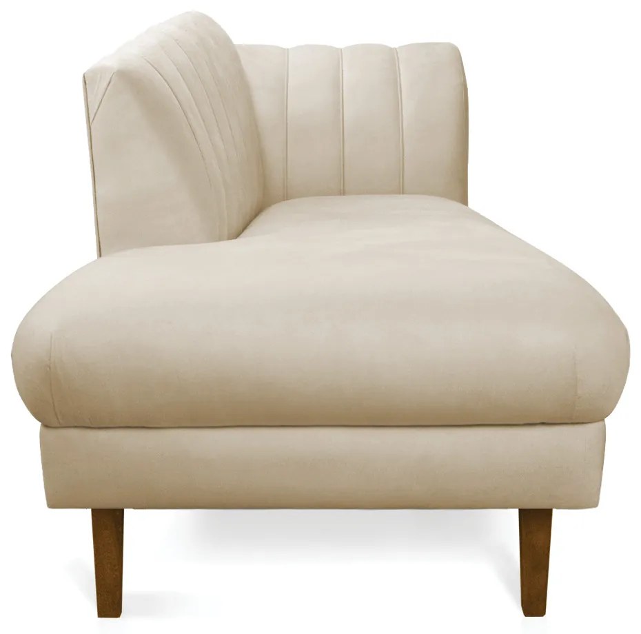 Divã Recife Suede 165 cm Pés Chanfrado Castanho - D'Rossi - Bege