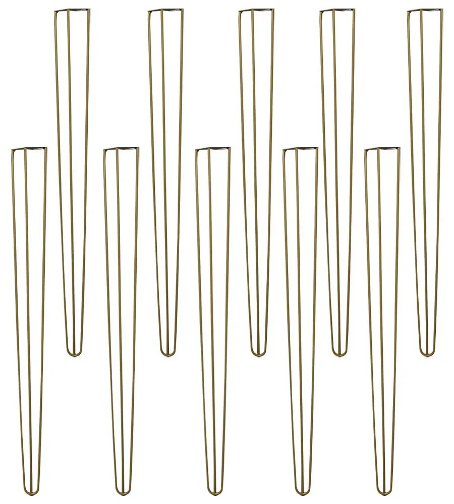 Kit 10 Pés de Metal 90 CM Hairpin Legs Aparador e Mesa de Canto Dourado G41