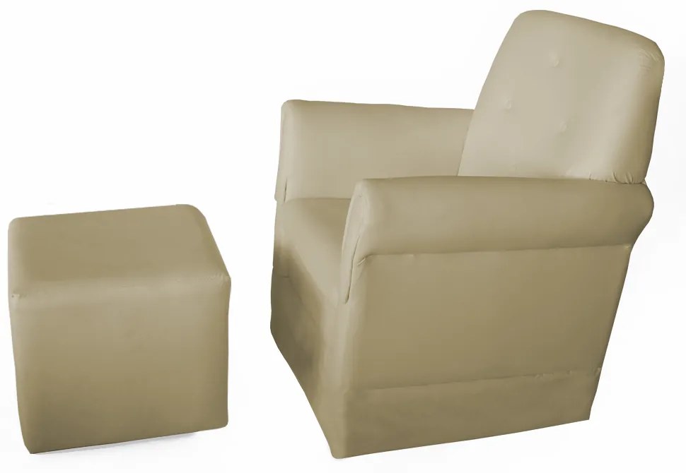 Poltrona Suzi Amamentação Balanço + Puff Suzi Suede Nude