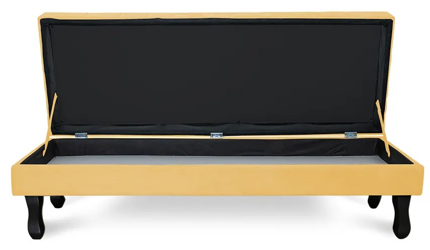 Puff Baú Decorativo Capitonê Luis XV 140x40cm Suede Amarelo - Sheep Estofados - Amarelo