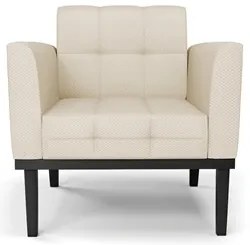 Poltrona Decorativa Base Madeira Preto Ana Veludo Luxo Off White - Ibi