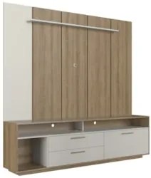 Estante Painel TV 75 Pol com LED 200cm Agrale Mel/Arenas A05 - Mpozena