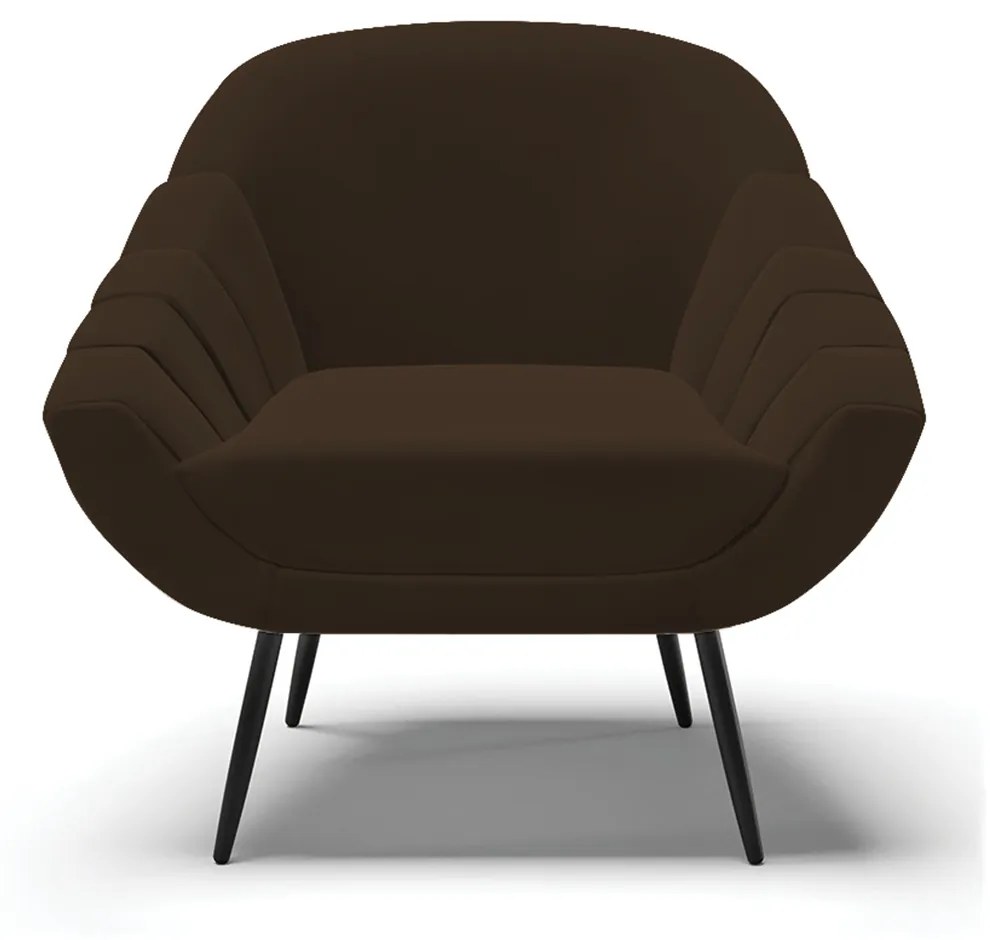 Kit 01 Namoradeira 02 Lugares e 02 Poltronas Giovana Suede Marrom Pés Palito De Ferro - D'Rossi
