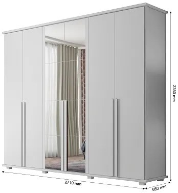 Guarda-Roupa Casal Com Espelho 6 Portas 5 Gavetas Estrela Branco – RV Móveis