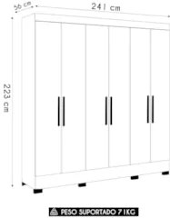 Guarda Roupa Casal 241cm 6 Portas Vanny D02 Branco - Mpozenato
