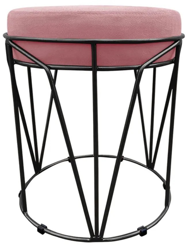 Puff Multiuso com Mesa Babu 2 em 1 Suede Base Preto D'Rossi - Rose