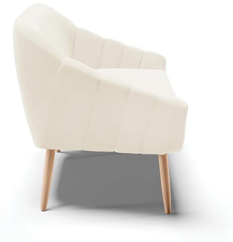 Namoradeira 02 Lugares Giovana Veludo Bege Pés Palito Natural - Indo Decorar