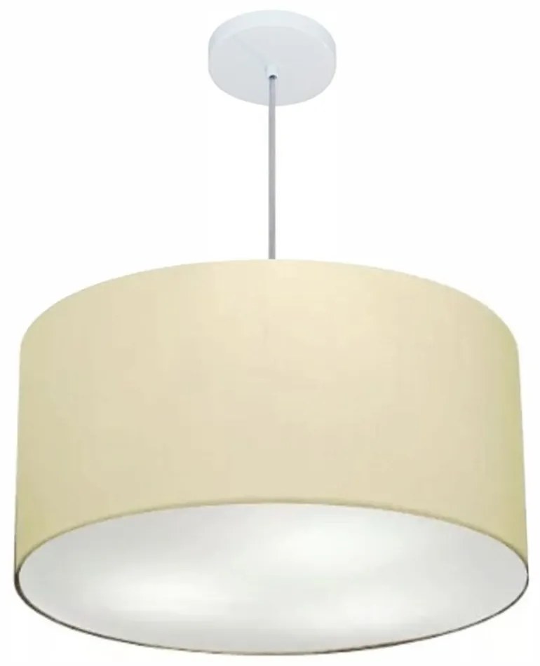 Lustre Pendente Cilíndrico Md-4101 Cúpula em Tecido 60x30cm Algodão Crú - Bivolt
