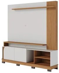 Estante Painel para TV 75 Pol Madrid C05 Off White Matte/Freijó - Mpoz