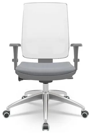 Cadeira Brizza Diretor Grafite Tela Branca com Assento Vinil Cinza Base Autocompensador Aluminio - 65797 Sun House