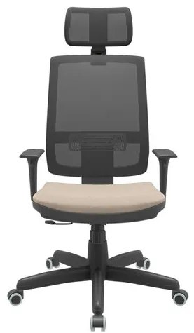 Cadeira Office Brizza Tela Preta Com Encosto Assento Poliester Fendi RelaxPlax Base Standard 126cm - 63621 Sun House