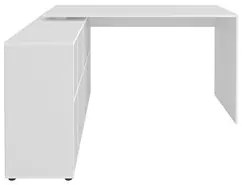 Mesa Escrivaninha em L Eron e Gaveteiro com Rodízios Mity A06 Branco -