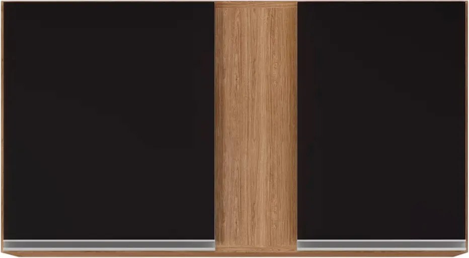 Armário Aéreo de Cozinha Lavanderia 02 Portas Agata 100 cm L06 - D'Rossi - Castanho e Preto