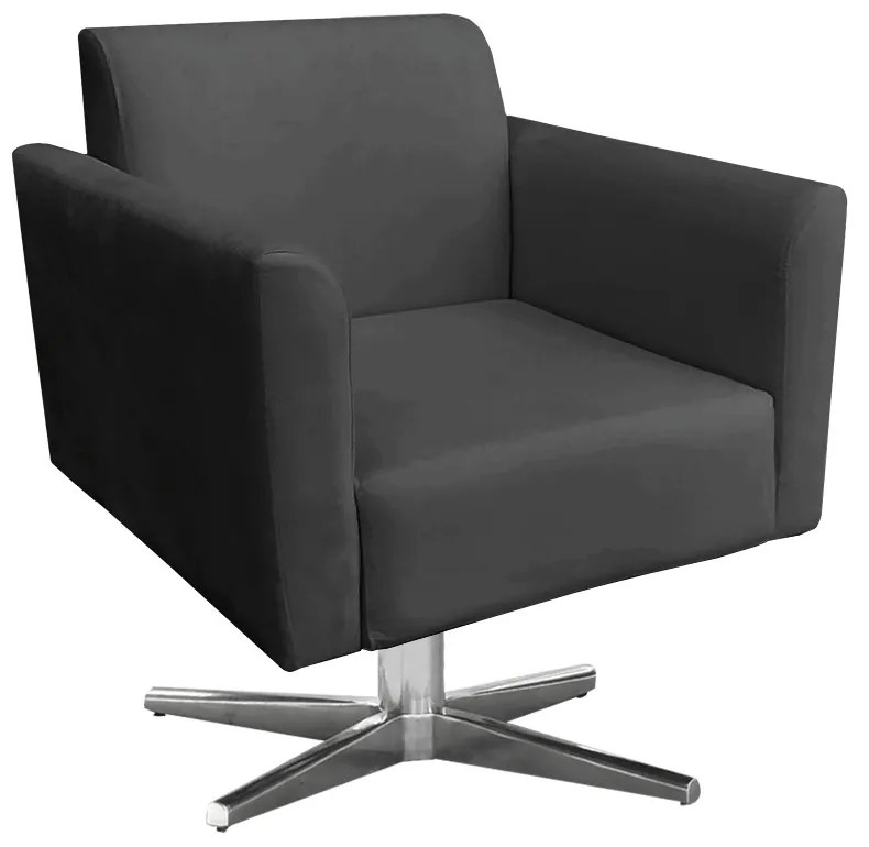 Kit 02 Poltronas Giratória Marisa Suede Base Cromada D03 - D'Rossi - Preto